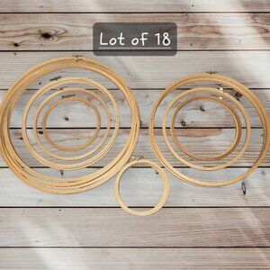 Lot of 18 - Vintage Wooden Round Embroidery Hoops - Multiple Sizes